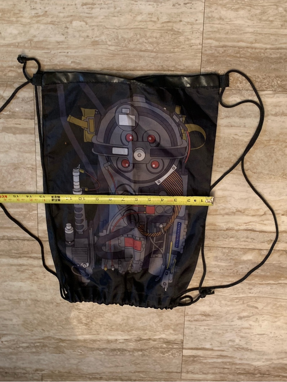 Black Graphic Drawstring Backpack - Picture 2 of 7